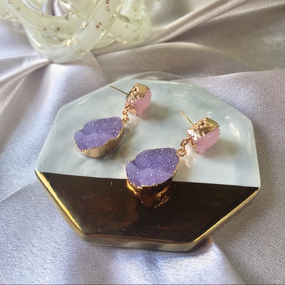 Drop Irregular Gold Stud Multi-Tone Earrings - Picture 6 of 6